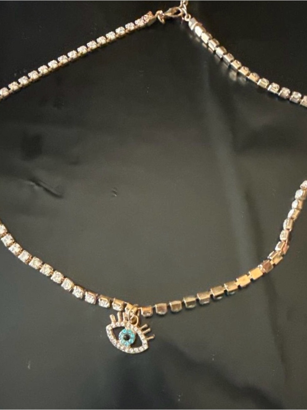Evil Eye Cubic Zirconia Pendant Necklace - Gold Tone